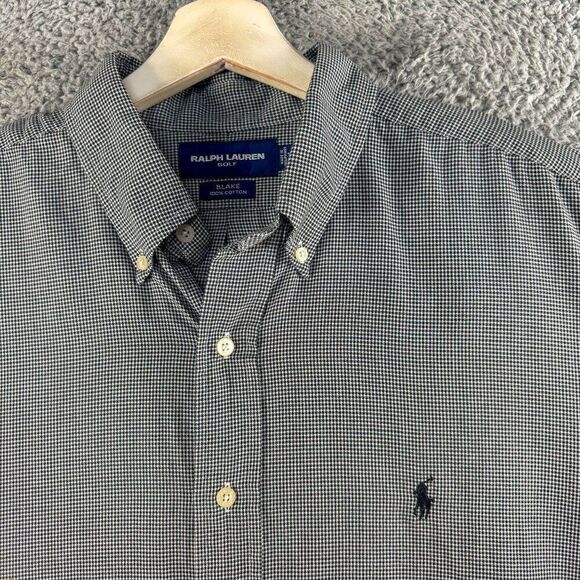 VTG Ralph Lauren Golf Blake Shirt Mens XL Gray Houndstooth Preppy Y2K FITS BIG - Picture 2 of 12